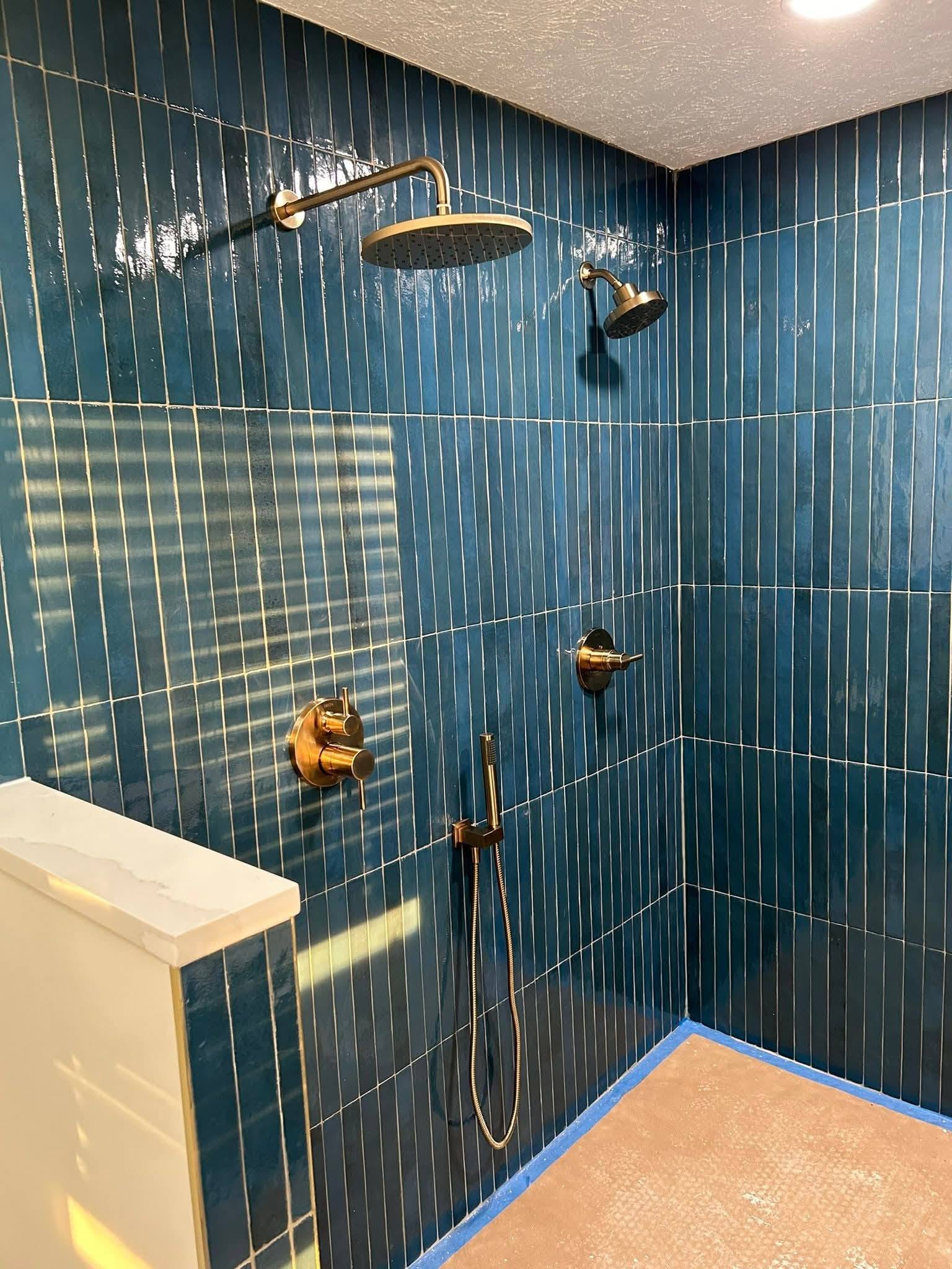 Tiled shower with dual shower heads